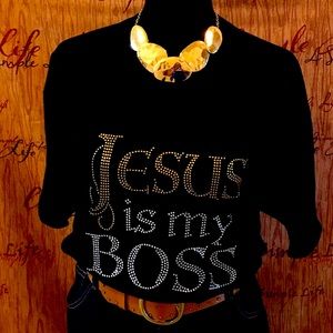 COPY - Jesus is my Boss Rhinestone Tshirt, T-shirt, Bling